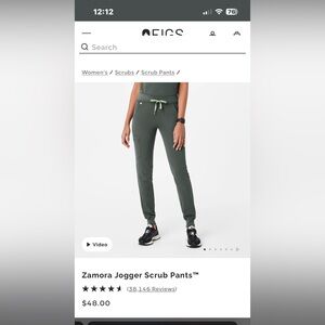 FIGS Dark Green Scrub Pants